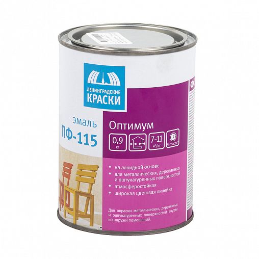 Эмаль ПФ-115 Ленинградские краски Оптимум, алкидная, глянцевая, 0,9 кг, изумрудная фото