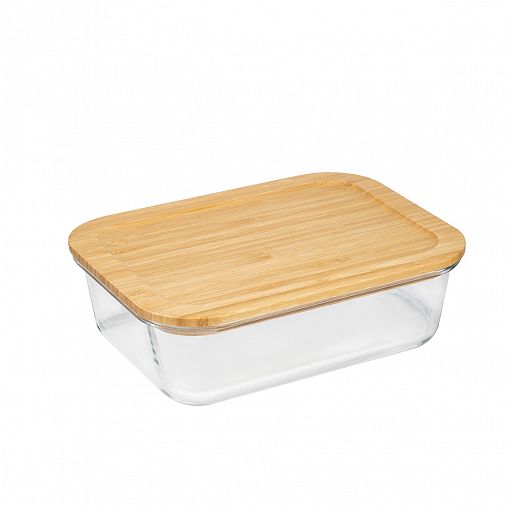 Контейнер Leonord Bambu, жаропрочное стекло, бамбуковая крышка, 1,5 л фото
