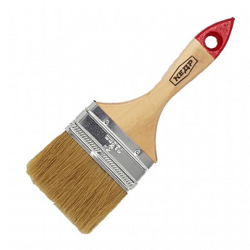 Кисть плоская Кедр №3, натуральная щетина, деревянная ручка, 75 мм фото
