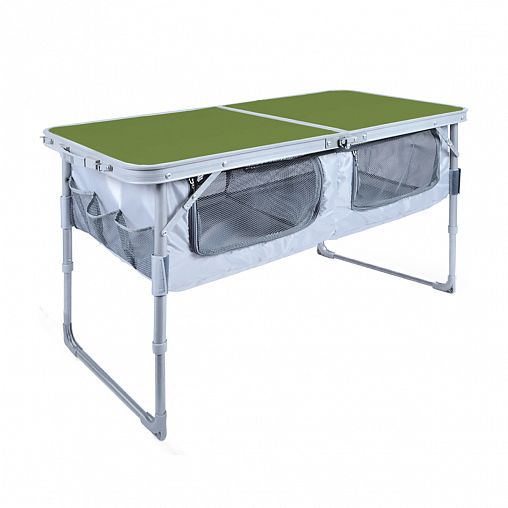 Стол складной с полкой Nika, пластик влагостойкий, 102 x 50 см, хаки фото