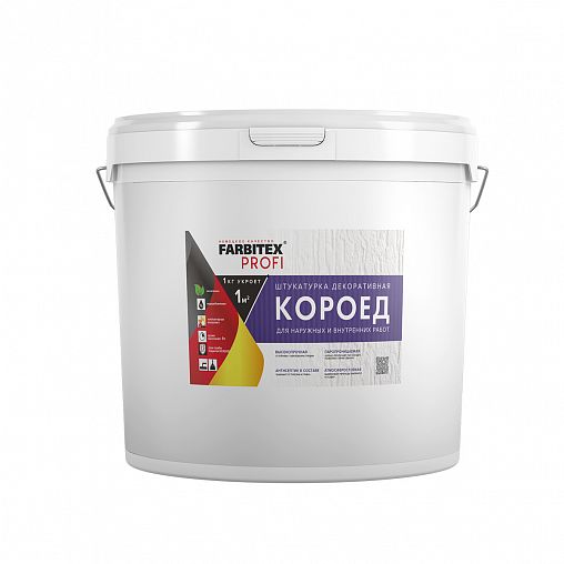 Декоративная штукатурка структурная Farbitex Profi Короед, среднезернистая, 25 кг/13,8 л фото