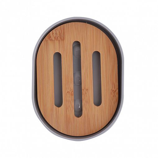 Мыльница с решеткой Альтернатива Бамбук, серая фото