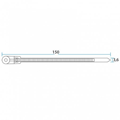 Хомут-стяжка под винт Rexant, нейлон, 3,6 x 150 мм, 100 шт, белый фото