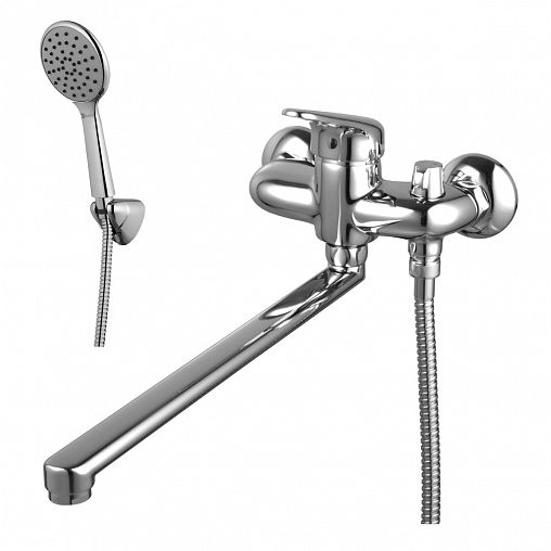 Смеситель для ванны с душем Lemark Luna LM4117C, с длинным изливом, однорычажный, хром фото