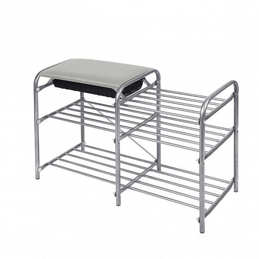 Этажерка для обуви Nika Люкс 5, 3 полки, 79 x 33 x 51 см, матовый серый/светло-серый фото