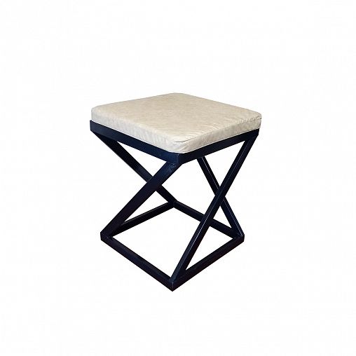 Табурет New Victoria Лофт, мягкое квадратное сиденье, 39 см, черный/бежевый фото