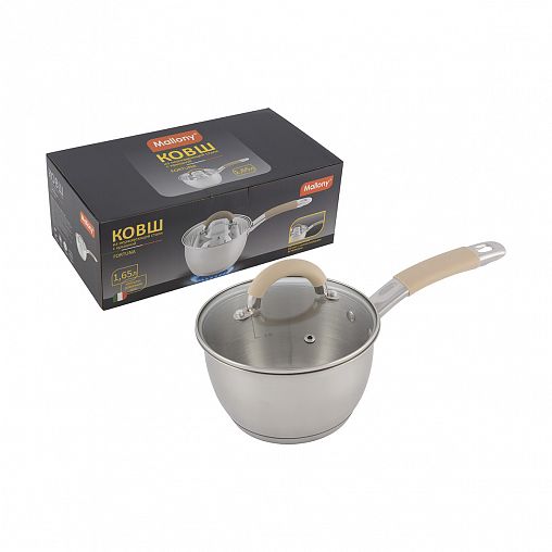 Ковш Mallony Fortuna, с крышкой, нержавеющая сталь, 1,65 л фото