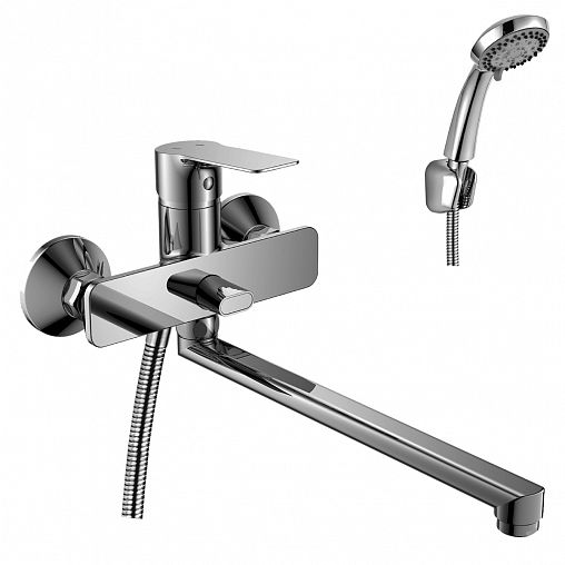 Смеситель для ванны с душем Rossinka RS27-33, с длинным изливом, однорычажный, хром фото