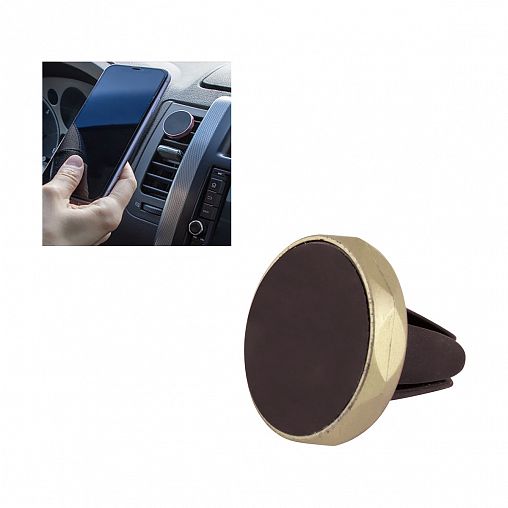 Держатель телефона на дефлектор Energy EM-002, магнитный, золото фото