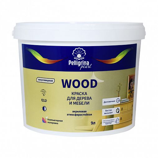 Краска для дерева и мебели Pelligrina Pearl Wood, акриловая, база A ...