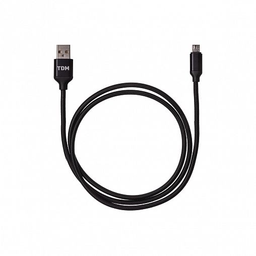 Кабель в тканевой оплетке Tdm Electric ДК 7, USB - micro USB, 1 м, черный фото