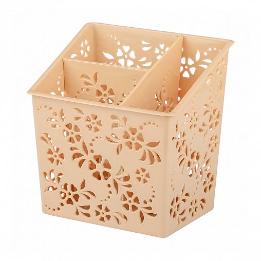 Подставка для столовых приборов Альтернатива, 16,5 x 12,5 x 17 см, бежевая фото