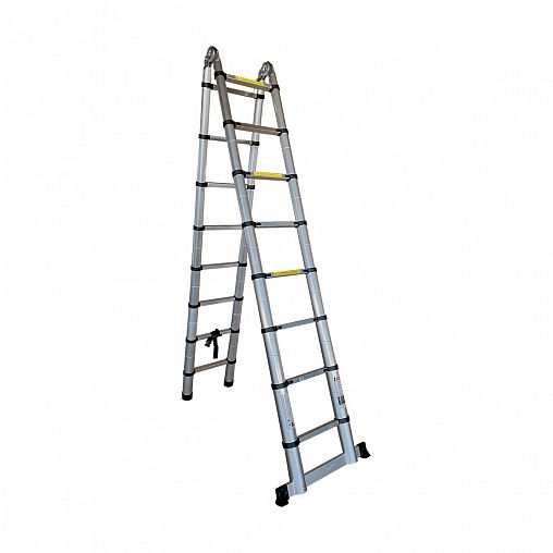 Лестница телескопическая двухсекционная Alumet DTLH 2.5, алюминиевая, 2 x 8 ступеней, 5 м фото