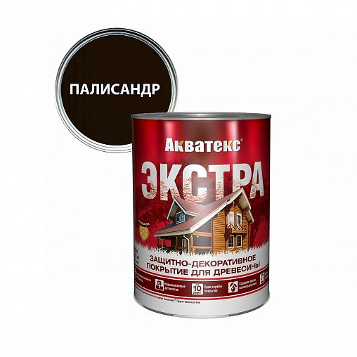 Защитно-декоративное покрытие для дерева Акватекс Экстра, полуглянцевое, 0,8 л, палисандр фото