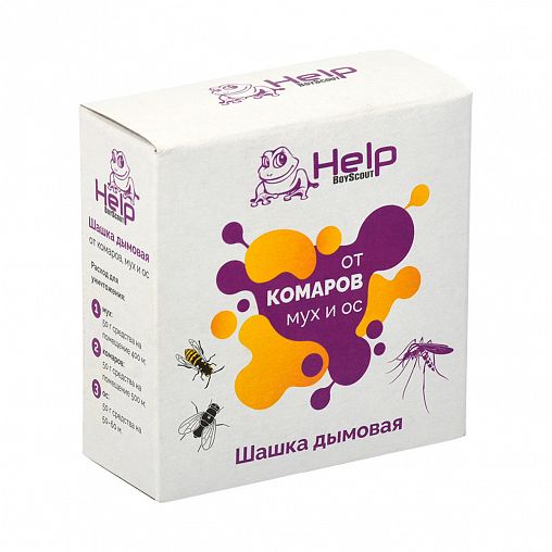 Шашка дымовая от комаров, мух и ос Help, инсектицидная, 50 г фото