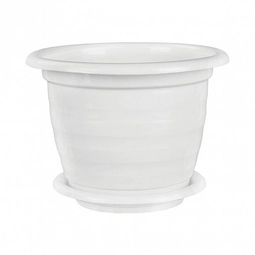 Горшок для цветов Альтернатива Виола, с поддоном, 2 л, белый фото