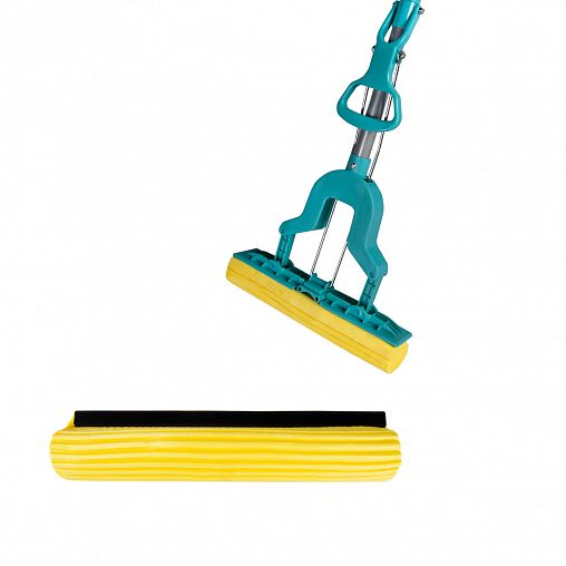 Швабра для пола Рыжий кот MopP-07 Бабочка, отжимная, 120 см, насадка ПВА 27 см фото