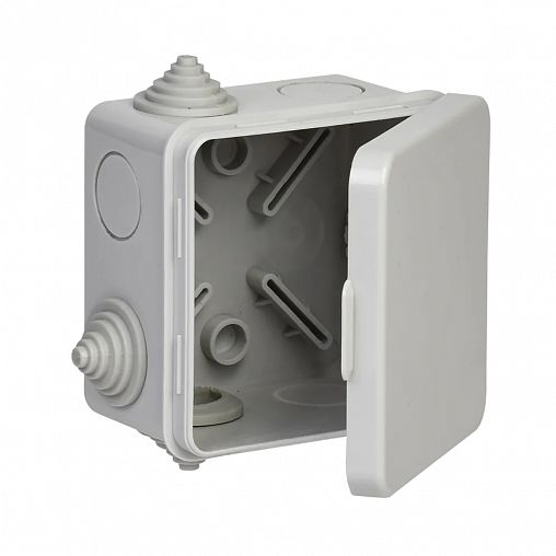 Коробка распаячная открытой установки IEK КМ41238, 80 x 80 x 40 мм, IP54, светло-серая фото