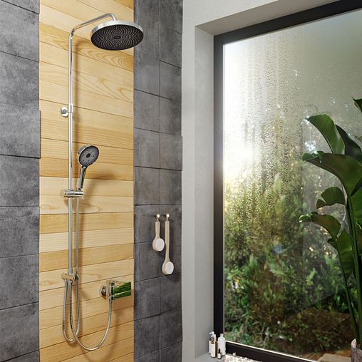 Душевой комплект IDDIS SpaHome (стойка, лейка, шланг, держатель), хром фото