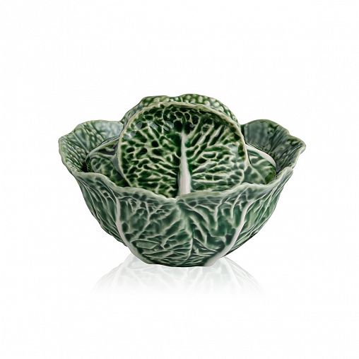 Бульонница Bordallo Pinheiro Капуста, с крышкой, керамическая, d 13,5 см фото