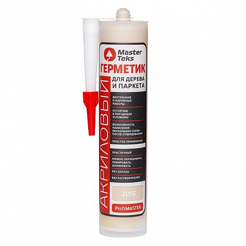 Акриловый герметик для дерева и паркета MasterTeks Profimaster 9782337, 290 мл, дуб фото Акриловый герметик для дерева и паркета MasterTeks Profimaster 9782337, 290 мл, дуб фото