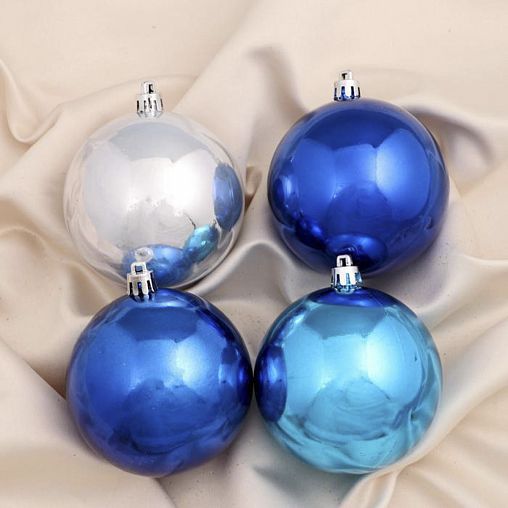Набор елочных шаров Зимнее волшебство Глянец, d 7,5 см, 12 шт, синий микс фото