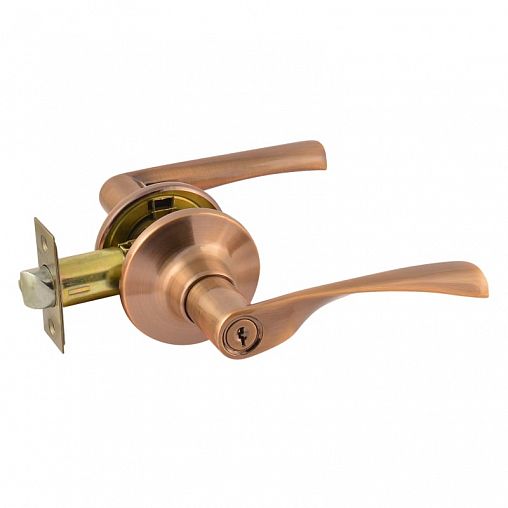 Ручка-защелка Нора-М ЗВ2-01-STD, ключ/фиксатор, старая медь фото