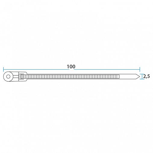 Хомут-стяжка под винт Rexant, нейлон, 3,6 x 100 мм, 100 шт, белый фото