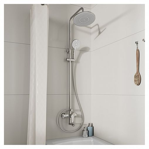 Душевая система с тропическим душем Milardo Rora, со смесителем, глянцевый хром фото