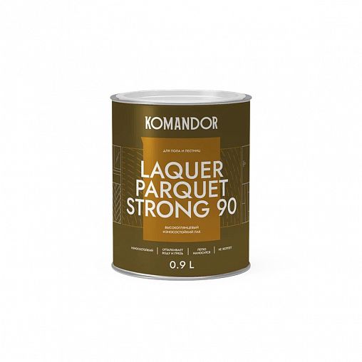 Лак для пола и лестниц Komandor Laquer Parquet Strong 90, высокоглянцевый, база С, бесцветный, 0,9 л фото