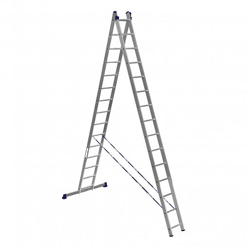 Лестница-стремянка двухсекционная Alumet H2 5208, алюминиевая, 2 x 8 ступеней, 3,15 - 4 м фото