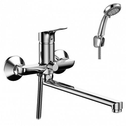 Смеситель для ванны с душем Rossinka RS29-33, с длинным изливом, однорычажный, хром фото