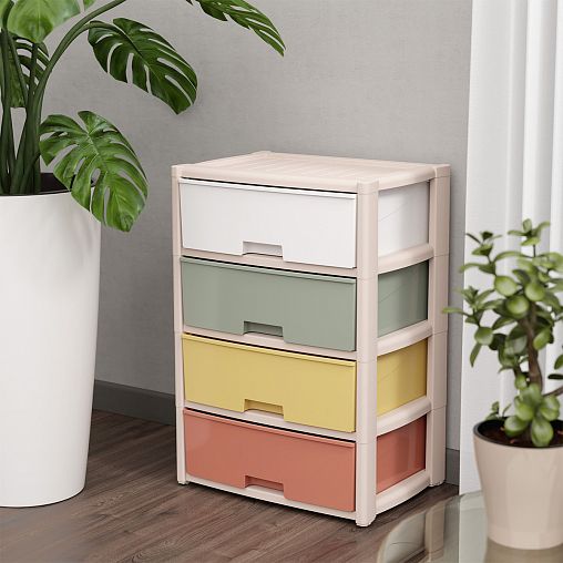 Комод четырехсекционный Альтернатива Колорит, 56 x 39 x 81 см, цветной фото