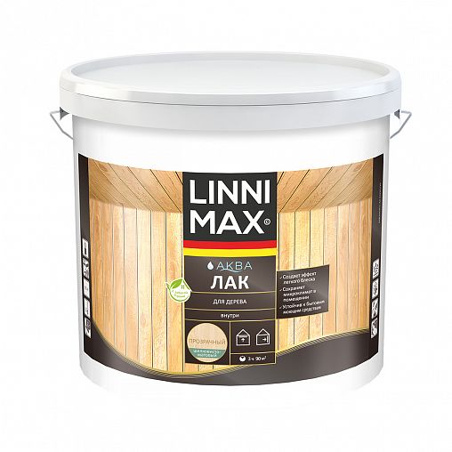 Лак для дерева Linnimax Аква, акриловый, шелковисто-матовый, 9 л фото