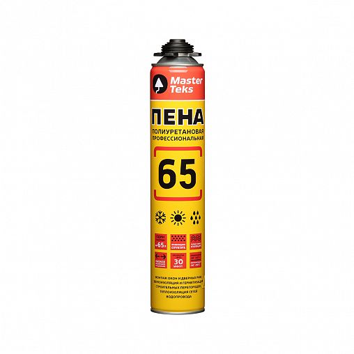 Профессиональная монтажная пена с увеличенным выходом Masterteks 65 PRO 9413343, 825 мл фото