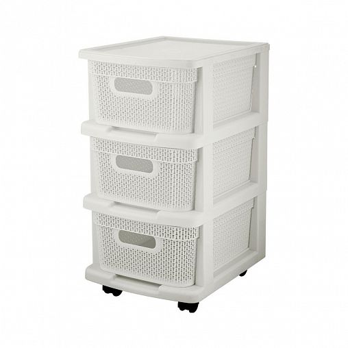 Комод трехсекционный на колесах Keeplex Ajur, 37 x 30 x 52 см, белое ...