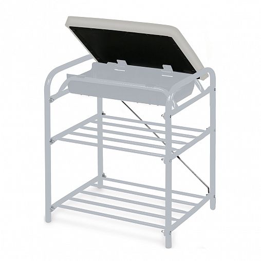 Банкетка для обуви Nika, 2 полки, мягкое сиденье, ящик, 44 x 33 x 51 см, каркас светло-серый фото