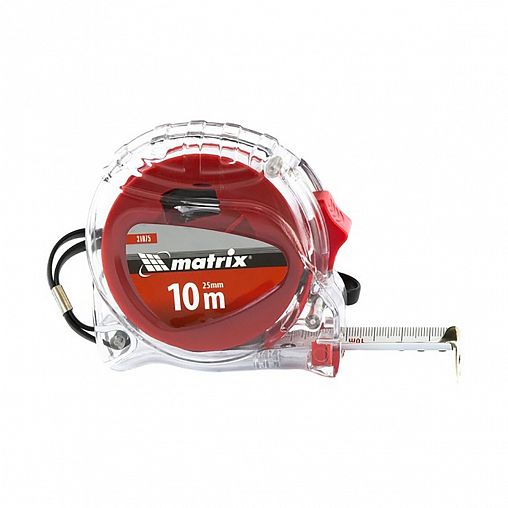 Рулетка Matrix Crystal, корпус поликарбонат, 10 м x 25 мм фото