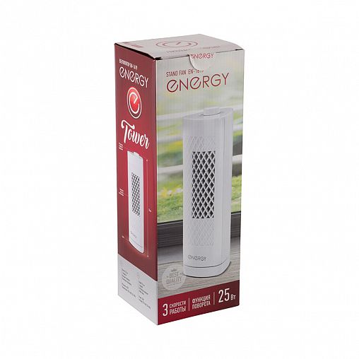 Вентилятор напольный Energy EN-1619 Tower, 25 Вт, 3 скорости, белый фото