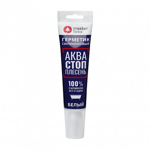 Силиконовый санитарный герметик MasterTeks Profimaster АкваСТОПплесень, 80 мл, белый фото Силиконовый санитарный герметик MasterTeks Profimaster АкваСТОПплесень, 80 мл, белый фото