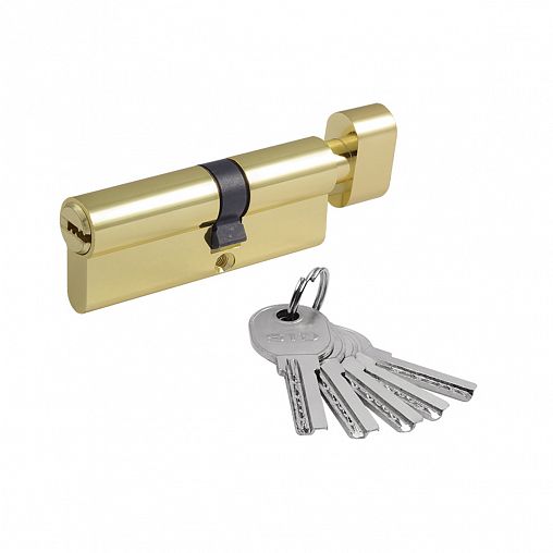 Цилиндровый механизм Нора-М STD AL ЛПВ-80 (45-35В), ключ/вертушка, золото фото