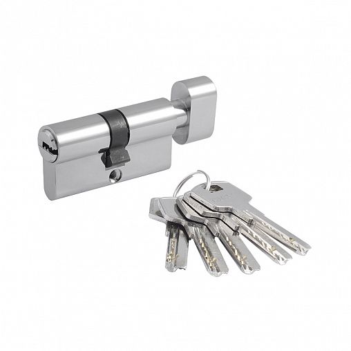 Цилиндровый механизм Нора-М STD AL ЛПВ-60 (30-30), ключ/вертушка, хром фото