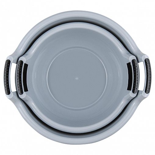 Таз Plast Team, с ручками, круглый, 16 л, серый шторм фото