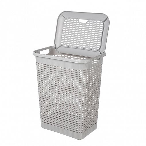 Корзина для белья Econova, 420 x 310 x 560 мм, 50 л, светло-серая фото