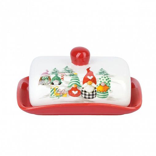 Масленка Dolomite Рождественские гномы, керамическая, 25 x 18 см фото