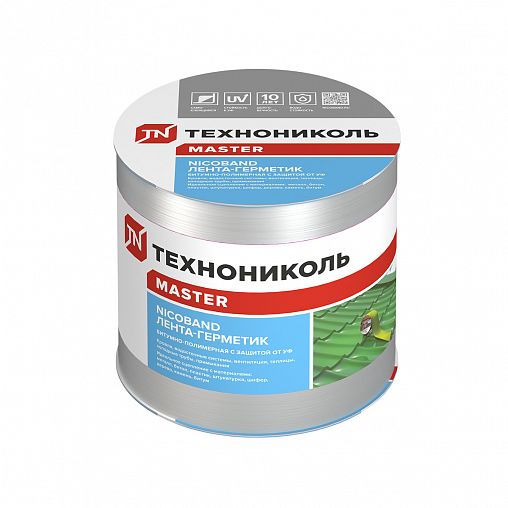 Лента-герметик самоклеящаяся Технониколь Nicoband, битумно-полимерная, 3 м x 10 см, серебристая фото