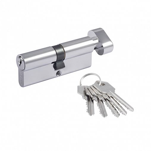 Цилиндровый механизм Нора-М ЛУВ-70 (35-35), ключ/вертушка, хром фото