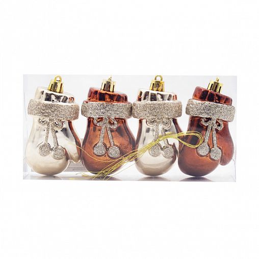 Набор елочных украшений Рукавицы, 9 x 7 x 3,5 см, 4 шт, разноцветный фото