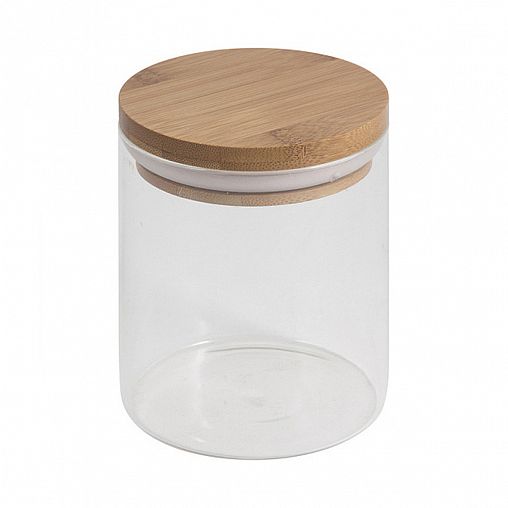 Банка для сыпучих продуктов Mallony Bambu, стеклянная, с крышкой, 0,45 л фото