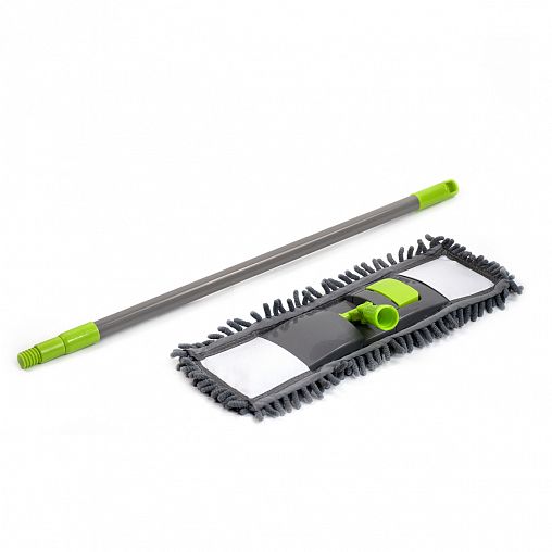 Швабра для пола Doм-Doм, длинный ворс, с насадкой из микрофибры, с рукояткой 67 - 120 см, серая фото